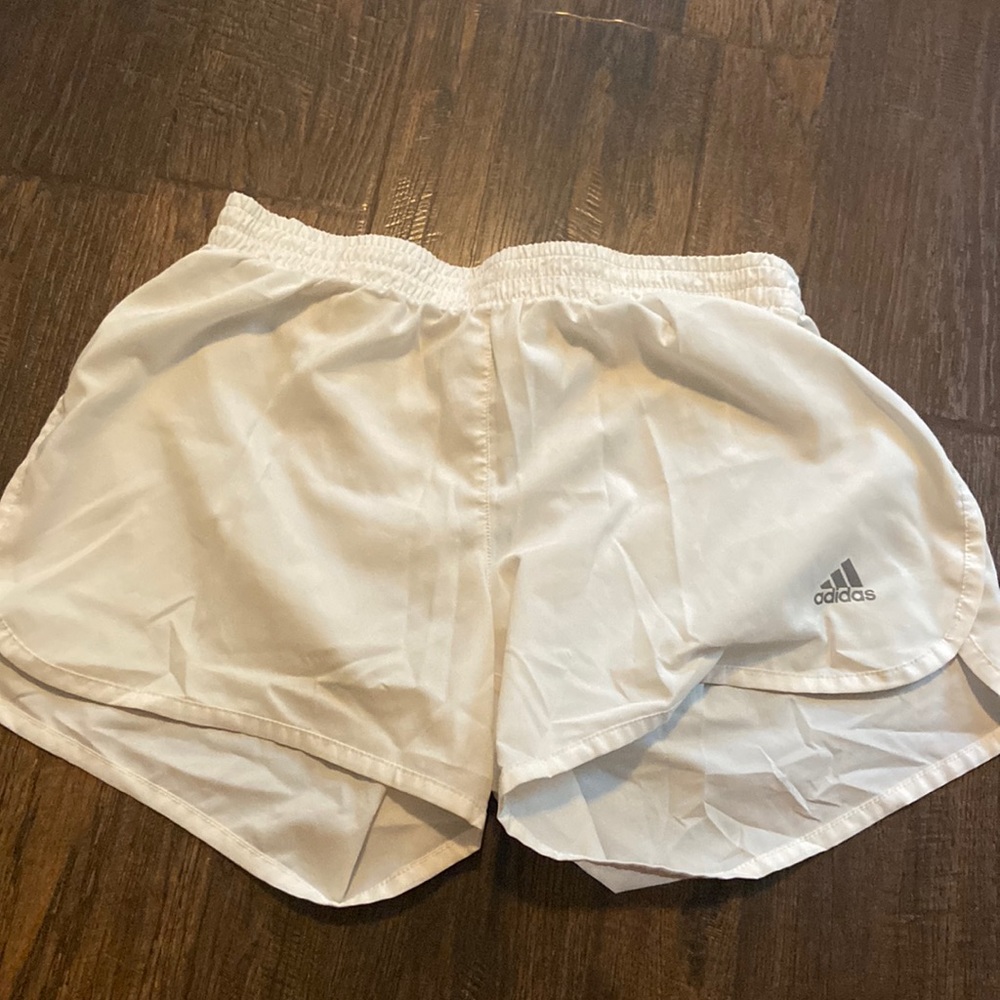 white adidas shorts